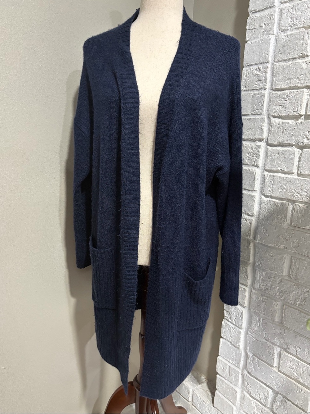 Calvin Klein Open-Front Long Cardigan Sweater - Navy